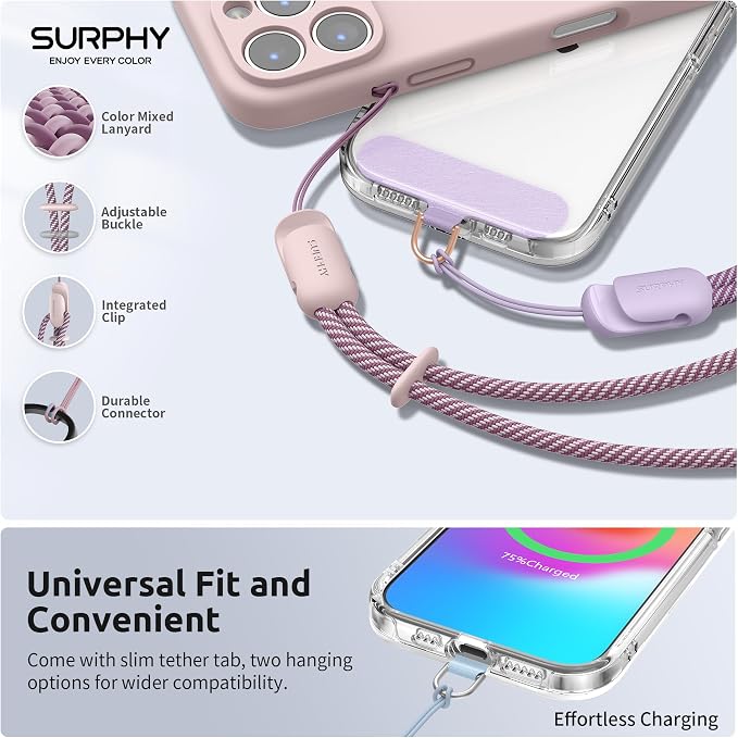SURPHY 3 Pack Phone Wrist Strap, Phone Lanyard with Cellphone Tether Tab | Phone Strap Charm, Camera Wrist Strap with 2-Color Braided, Phone Wristlet, Wrist Lanyard for Case - Image 2