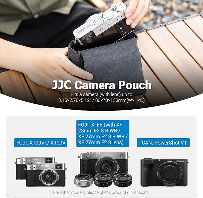 Compact Camera Case for Fuji X100VI X-E5+23/27mm PowerShot V1 Oxford | without strap, Fits X100VI X-E5+23/27mm lens & PowerShot V1. Anti Scratch, magnetic flap, rear zipper pocket - Image 5