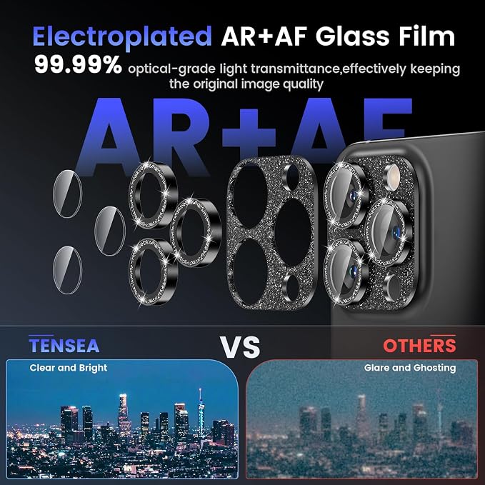 Tensea for iPhone 15 Pro Max/iPhone 15 Pro Camera Lens Protector Bling | Metal Aluminum Alloy Tempered Glass Cover Camera Screen Protector Accessories, Case Friendly - Image 3