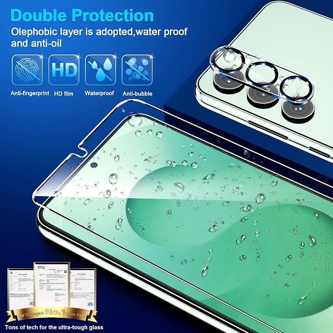 firtstnow 3 Pack for Samsung Galaxy S25 Plus Screen Protector Tempered Glass + 3 Pack Camera Lens Protector, Military Grade Shatterproof, 9H Hardness, Fingerprint Unlock, Case Friendly 6.7 Inch - Image 6