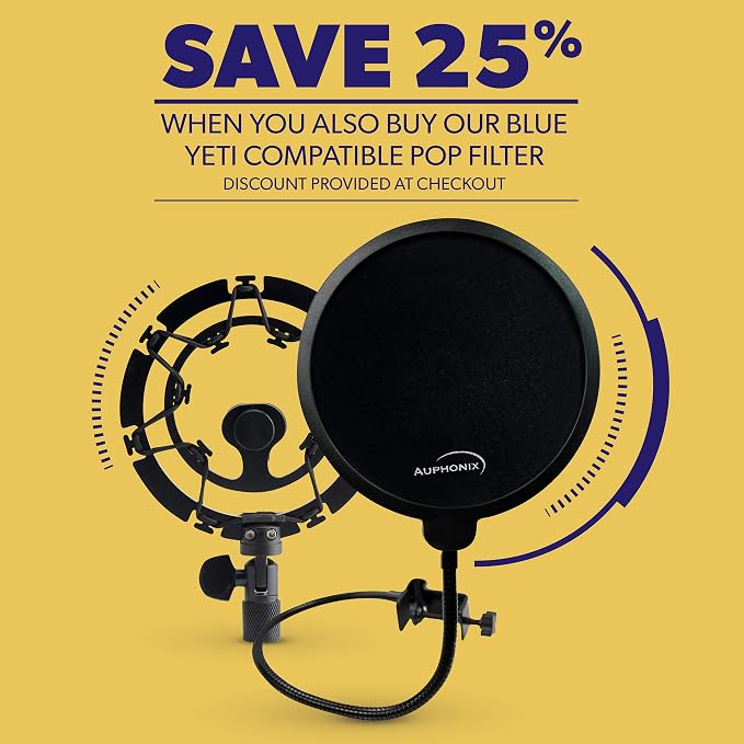 Pro Microphone Shock Mount - Mic Holder Compatible w/Blue Yeti, Snowball & Pro Microphones - Image 8