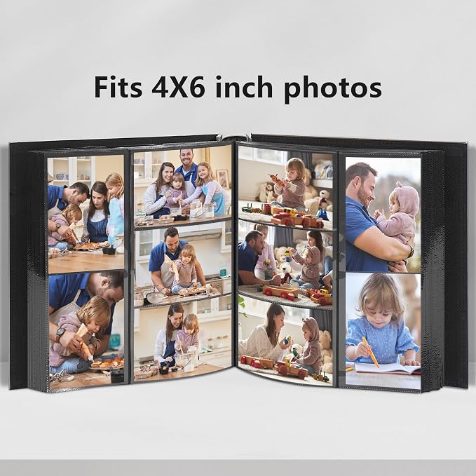 Vienrose 4x6 Photo Album Holds 800 Photos Vegan Leather Beige | Vertical horizontal pockets, Dark Blue, Large capacity, Family Wedding Baby Travel - Image 3