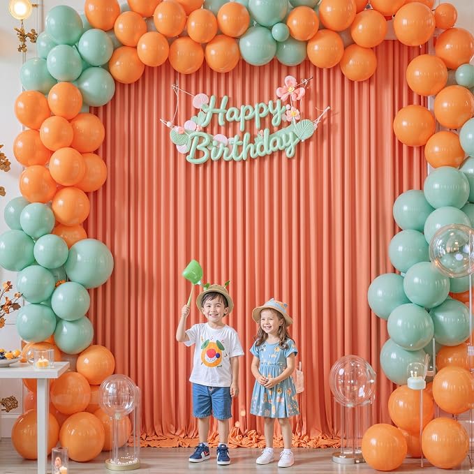 4 Panels Orange Backdrop Curtain for Parties Wrinkle Free Photo Curtains Backdrop Drapes Fabric Decoration for Wedding Birthday Party Baby Shower 20ft(W) x 10ft(H) - Image 8