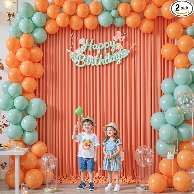 10x10 Orange Backdrop Curtain for Parties Wrinkle Free Orange Photo Curtains Backdrop Drapes Fabric Decoration for Wedding Birthday Party Baby Shower 5ft x 10ft,2 Panels by Tao-GePartyDecorations