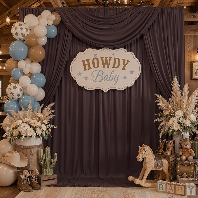 10x10ft Wrinkle Free Brown Backdrop Curtains for Party Background, 2 Panels 5x10ft Silky Polyester Photo Backdrop Drapes Back Drop Cloth for Wedding Birthday Photography Baby Shower Decor - Image 3