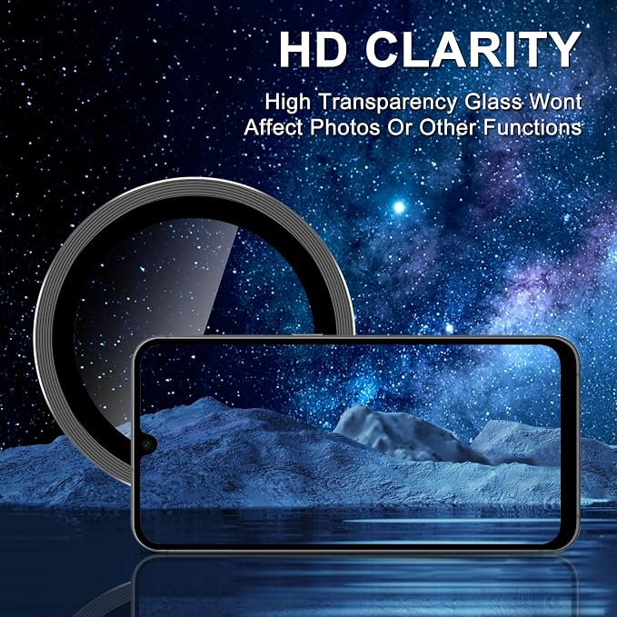 for Samsung Galaxy A16 Camera Lens Protector, Individual Metal Ring Tempered Glass Lens Cover, [Strong Adsorption] Scratch Resistant Ultra-Thin HD Clear Lens Cover, 1 Set-Black - Image 4