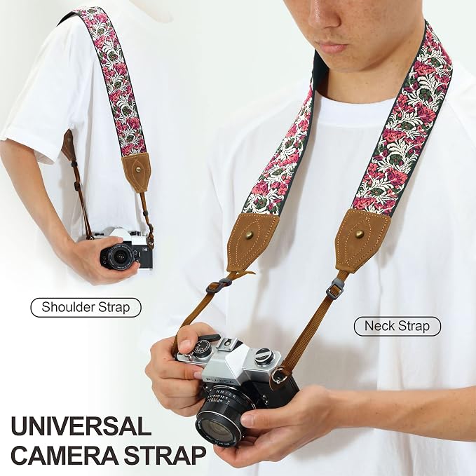 Padwa Lifestyle 2" Wide Classic Crazy Horse Art Cowhide Head Cotton Camera Straps for Photographers - Image 2