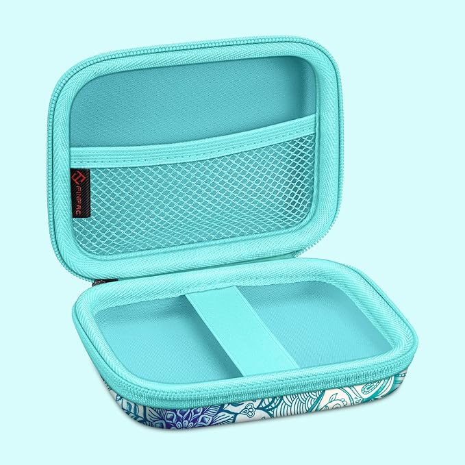FINTIE Protective Case for Canon Ivy 2 Mini, CLIQ2 & CLIQ+2 Photo Printer | Shockproof Hard Shell Carrying Case, With Wrist Strap, Pocket Camera Storage, Charger Cable Organizer, Emerald Illusions - Image 6