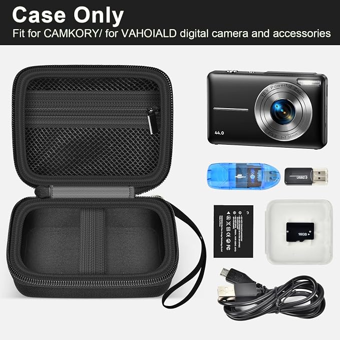 ALKOO Digital Camera Case for CAMKORY, Camera Pouch for KODAK Pixpro -Black | for Lecran/for VAHOIALD Point and Shoot Camera, Hard Carrying Case with Mesh Pocket, Compact for Vlogging, Travel and Storage - Image 2
