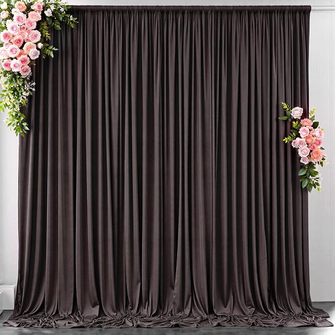 10 ft x 10 ft Wrinkle Free Brown Backdrop Curtain for Parties, Wedding Brown Photo Backdrop Drapes, Fabric 2 Panels 5x10ft for Baby Shower Photoshoot Engagement Birthday Photography Background by Outpain