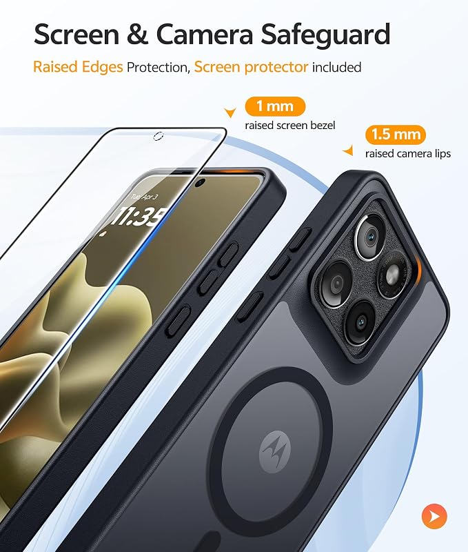 FNTCASE for Motorola Edge 2026 Case, Fit for Magsafe, Screen Protector | Translucent Matte Magnetic Back, 14FT Military Grade Drop Protection, Shockproof Protective Phone Cover, Black - Image 4