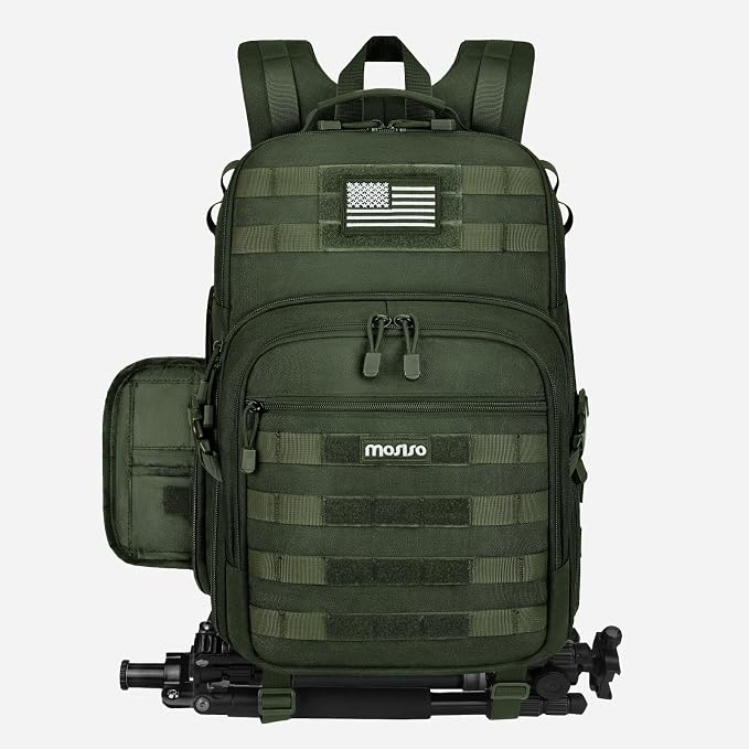 MOSISO Camera Backpack, DSLR/SLR/Mirrorless Tactical Camera Bag Case | Photography Bag with Laptop Compartment Compatible with Canon/Nikon/Sony, Army Green by MOSISO