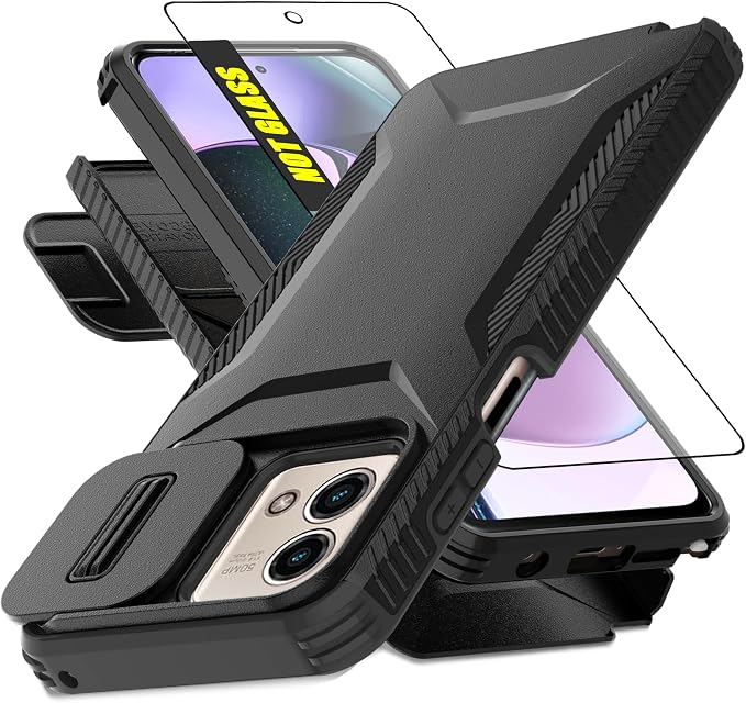 for Motorola G Stylus 5G 2023 Case with 1 HD Screen Protector & Slide Camera Cover [Military-Grade] Phone Case Heavy Duty Rugged Shockproof Protective Cover for Moto G Stylus 5G 2023(Black) by AWZHYDT