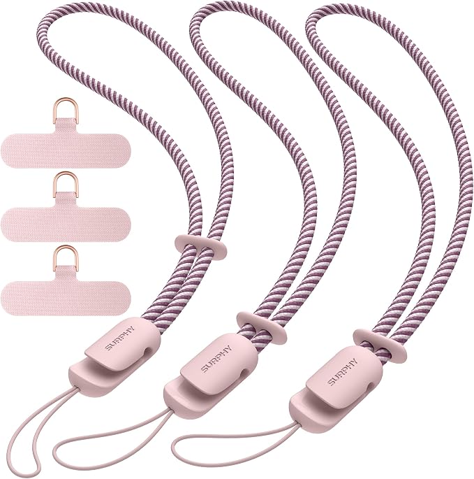 SURPHY 3 Pack Phone Wrist Strap, Phone Lanyard with Cellphone Tether Tab | Phone Strap Charm, Camera Wrist Strap with 2-Color Braided, Phone Wristlet, Wrist Lanyard for Case by SURPHY