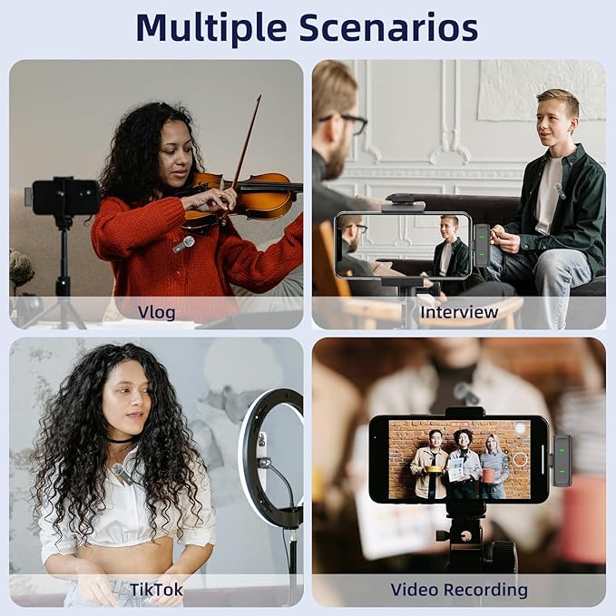 NPTCL Wireless Lavalier Mini Microphone for iPhone Video Recording | Noise Canceling Lapel Lav USB C Mic, LED Digital Charge Display, 35 Hour Charging Case for Vlog Youtube Tiktok Podcast - Image 7