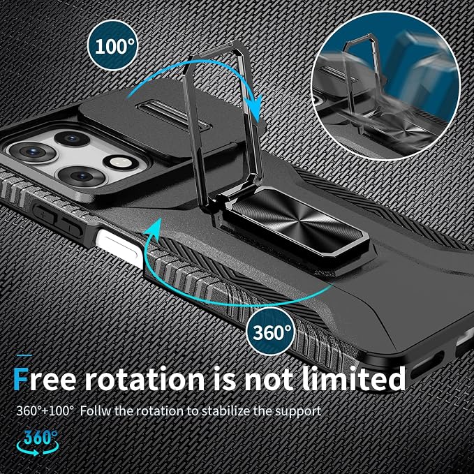 for Moto G 5G 2025 Case,with Sliding Camera Lens Cover,HD Screen Protector,360° Rotating Ring Kickstand,AYMECL Military-Grade Shockproof Protective Cover for Motorola Moto G 5G 2025,Black - Image 6
