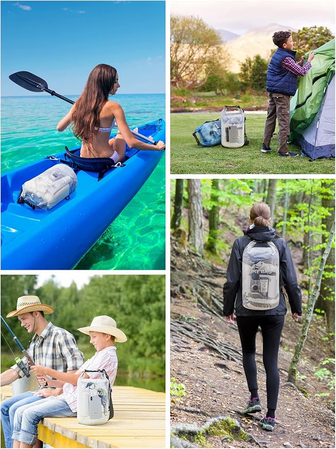 HEETA Dry Bag Waterproof Backpack with Phone Case 5L/10L/20L/30L/40L | Roll Top Lightweight Dry Storage Bag for Women Men, Travel Boating Kayaking Paddle Board Camping Beach Essentials Accessories - Image 6