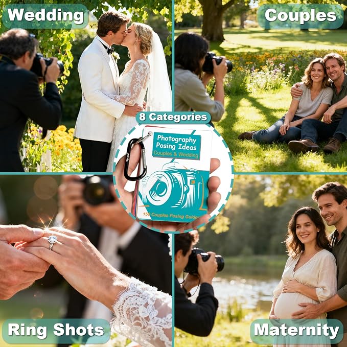 Photography Accessories 150 Pose Ideas Wedding Photographer Essentials Book | Wedding Photographer Must Haves Couples and Wedding Posing Guides Photo Shooting Assistant Photographer Gifts for Men Women - Image 5
