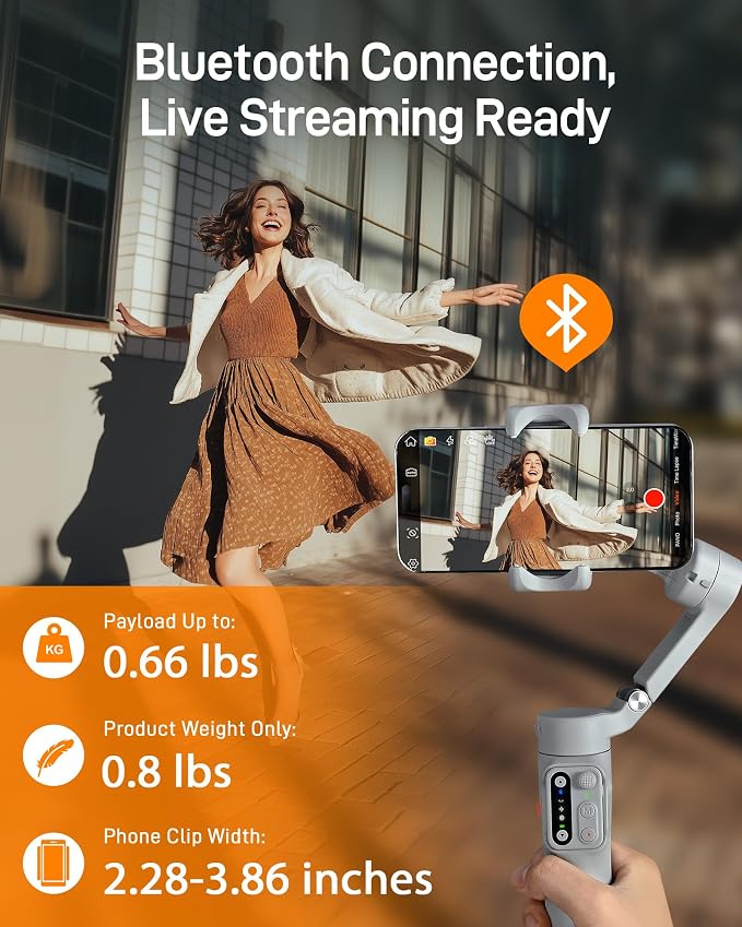 hohem iSteady X3 SE Foldable Phone Gimbal with Detachable Remote, Gray | Detachable Remote, iSteady 8.0, Foldable 0.79lb Design, Hohem Joy App, 11H Battery, 0.66lb Payload for Vlogs - Image 6