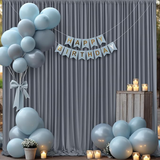10x10 Charcoal Backdrop Curtain for Parties Wedding Wrinkle Free Silver Grey Photo Curtains Backdrop Drapes Fabric Decoration for Birthday Party Baby Shower 5ft x 10ft,2 Panels - Image 5