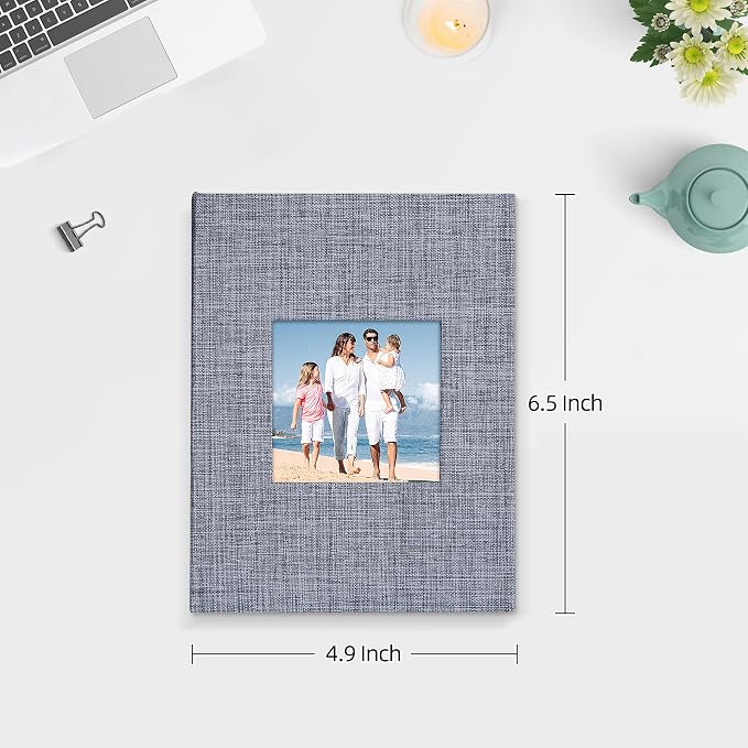 Mublalbum 2 Pack Small Photo Album 4x6, 52 Pockets, Linen Cover,Gray | Linen Cover with Display Window, 52 Vertical Pockets, Portable Mini Picture Book for Artwork Postcards, Picture Storage - Image 2