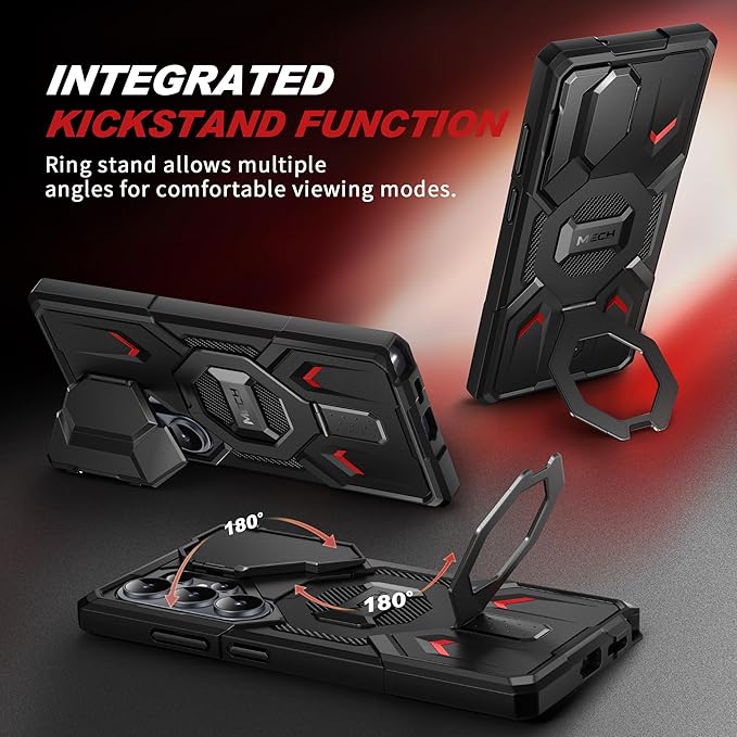 TONGATE Magnetic Stand for Samsung Galaxy S26 Ultra Case, Compatible with Magsafe, [Camera Cover & 2 Front Frames][Military Drop Protection]S26 Ultra Case Built-in Screen Protector & Belt Clip,Black/P - Image 7