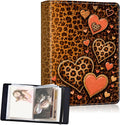 DEGDFSGR 4x6 Small Photo Album, 60 Pockets Holds 120 Photos | Slip-in pockets, black elastic band, portable for family, wedding, baby, travel photos, Leopard Print Pink Hearts by Unknown