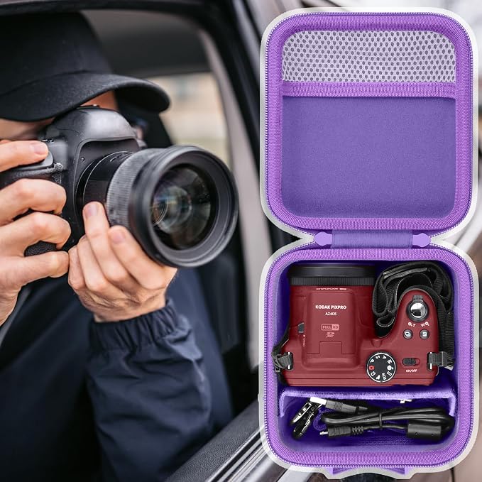 Case for KODAK PIXPRO AZ653/AZ401/AZ405/AZ425/AZ528 Digital Camera | Protective Storage Box, Portable Carrying Box, Smooth Zipper, Travel-ready, Shoulder Strap Covenient to Carry, Purple Case - Image 8