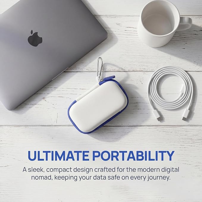 PAIYULE Hard Case for SanDisk Extreme Portable SSD & PRO,SD Card Pocket | Fits 250GB, 500GB, 1TB, 2TB and 4TB SSDs, with SD Card Pocket,Elastic Strap,Mesh Pocket and Carabiner, Case Only White - Image 2