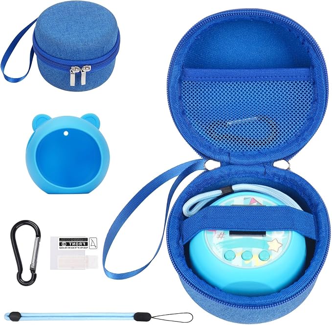 YouKnow Travel Case and Silicone Cover Compatible with Punirunes Interactive Toy Digital Pet, with Full Coverage PET Clear Film (Silicone and Carrying Case) (Blue) by YouKnow
