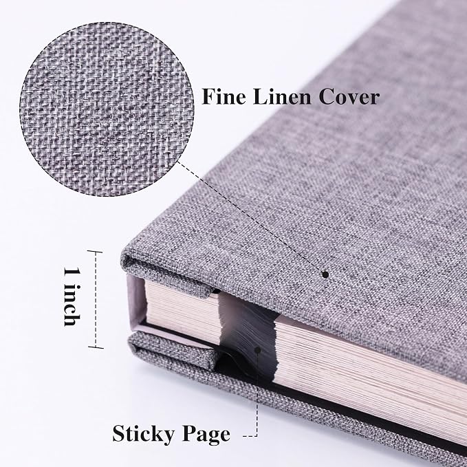 Vienrose Large Photo Album Self Adhesive for 4x6 8x10 Pictures Linen Scrapbook Album DIY 40 Blank Pages with A Metallic Pen | Linen Cover, Scrapbook, Fits 4X6 8X10 Pictures, Metallic Pen Included, Diy - Image 3