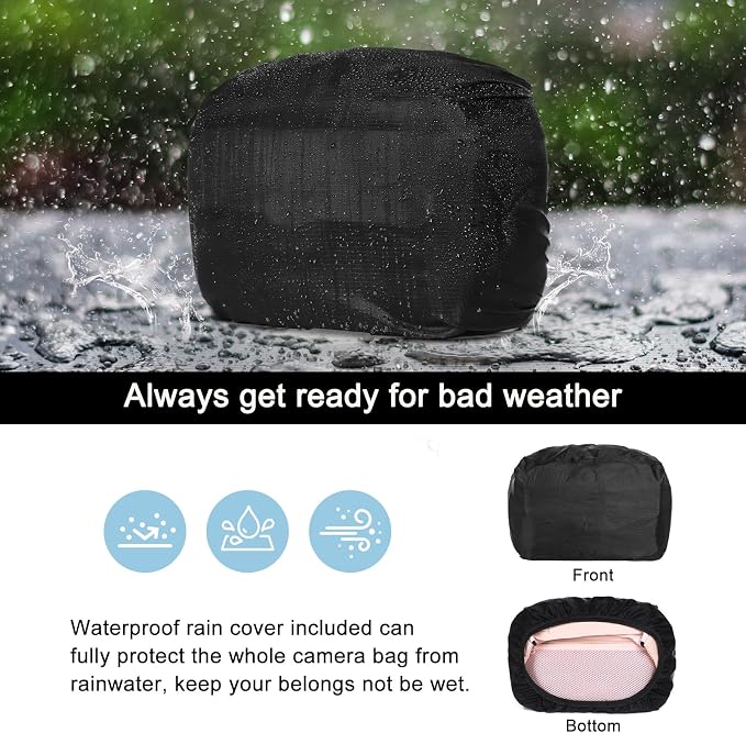 MOSISO Camera Shoulder Bag Camera Case Crossbody Sling Purse, Pink | DSLR/SLR/Mirrorless Compact Padded Photography Handbag with Rain Cover Compatible with Canon/Nikon/Sony Cameras and Lenses - Image 4