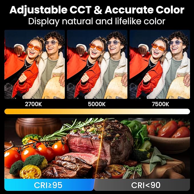 RGB Video Light, 100 LED Portable Camera Light, 360° Full Color Photography Lighting, 2700-7500K CRI 95+, 13 Light Modes for Phone, DSLR Video Recording, Vlog, YouTube Game Live Streaming - Image 5