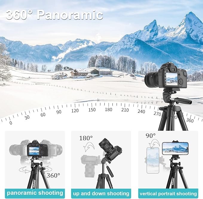 71 Inch Lightweight Tripod for Camera & Phone with Wireless Remote | Comes with phone holder and carry bag,travel-friendly,2-in-1 selfie stick and tripod design,Aluminum portable alloy body - Image 2