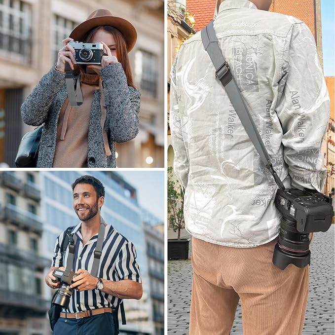 FIEIL Camera Shoulder Strap with Quick Release Plate, 1.5''Wide Universal Camera Neck Strap, Smooth and sturdy, Equipped with Comfortable Silicone Shoulder Pad for Photographers(Silver Gray) - Image 8