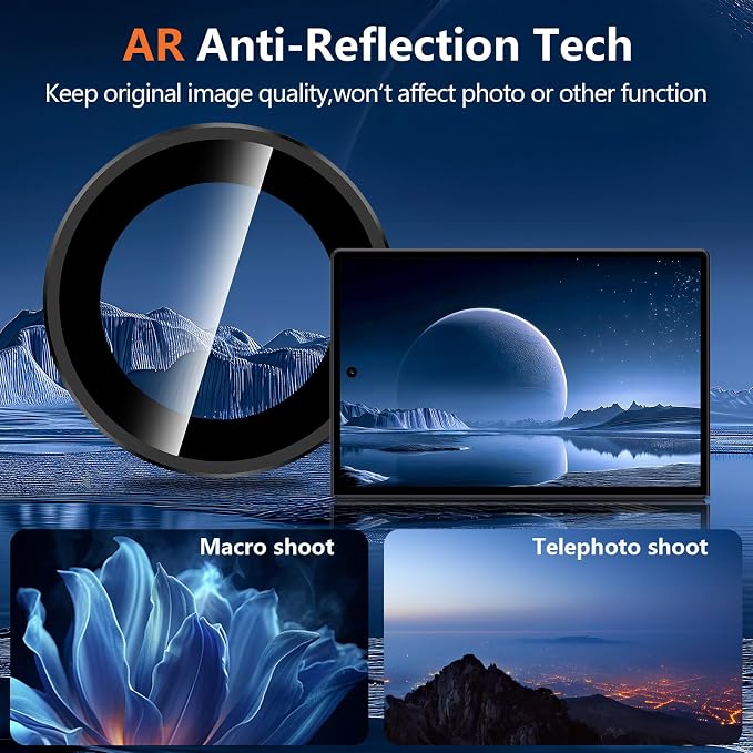 for Samsung Galaxy Z Fold 8 Camera Lens Protector, Individual Metal Ring Tempered Glass Lens Cover, [Strong Adsorption] Scratch Resistant Ultra-Thin HD Clear Lens Cover, 1 Set-Black Ring - Image 2