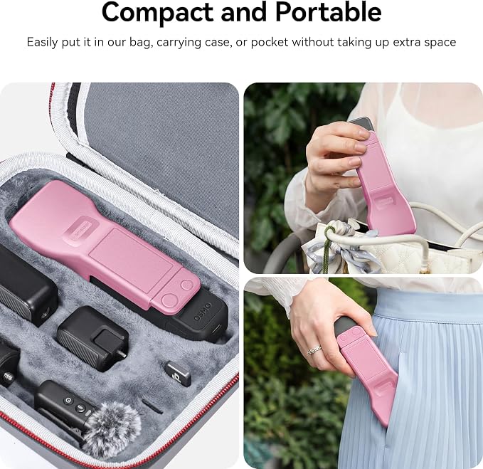 AMAZEAR Gimbal Screen Protective Cover for DJI OSMO Pocket 4/3/Xtra Muse, Pocket4 Accessories Portable Lens Cap Hard Case with Soft Lining for Carry/Protection/Storage, Quick Open/Close, Pink - Image 4