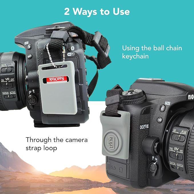 Foto&Tech Silicone SD Memory Card Holder Sleeve, Mini Camera-Shaped SD Card Storage, Camera Strap Mountable, Lug Ring Compatible, Gift for Photographers - Image 5