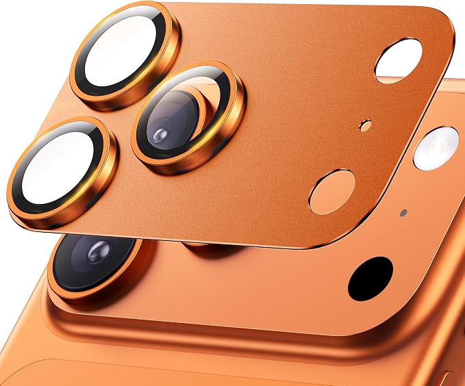 for iPhone 17 Pro Max Camera Lens Protector - 12FT Shatterproof | Military Grade Protection, Strong Adsorption, 9H+ Tempered Glass Camera Screen, Full Protective Cover, Case Friendly, Orange by Hoerrye