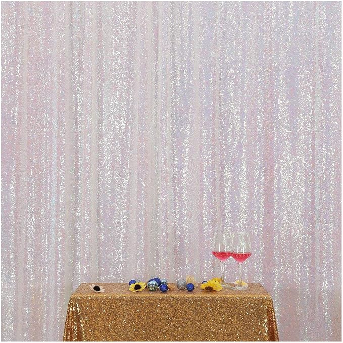 Poise3EHome 6FT x 6FT Iridescent Sequin Photography Backdrop Curtain for Party Decoration by Poise3EHome