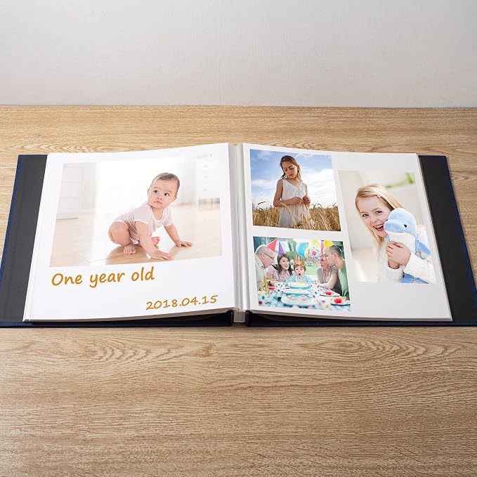 Photo Album Self Adhesive Scrapbook Album for 4×6 Pictures DIY Magnetic Linen Cover Album 30 Blank Pages for Family Wedding, Birthday, Christmas, Anniversary (Blue) - Image 3