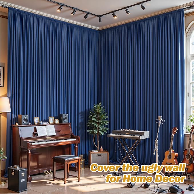 40ftx10ft Wrinkle Free Navy Blue Backdrop Curtain - 10 Feet Photography Backdrop Drapes, Silky Polyester Back Drop Cloth for Wedding Baby Shower Balloon Arch Background - Image 5