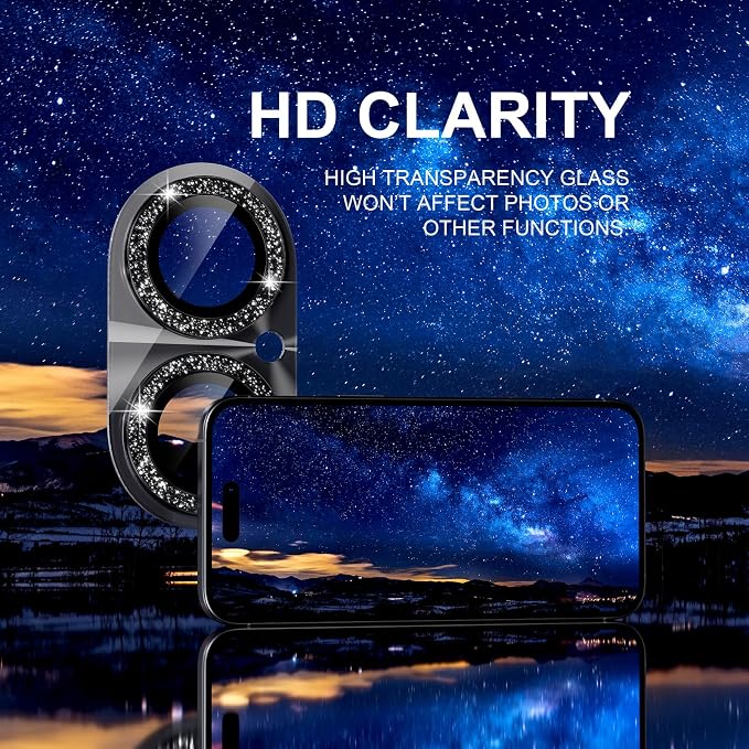 Choiche for iPhone 17 Camera Lens Protector, Light-Black | Bling Metal Camera Cover with 9H Tempered Glass Lens Screen Protector Accessories, Strong Adsorption, Case-Friendly - Image 5