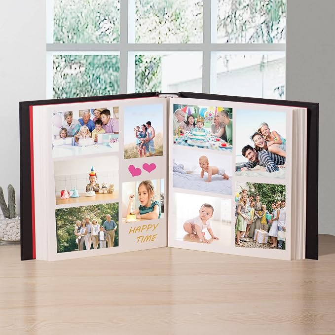 Super Large Photo Album Self Adhesive Scrapbook Album for 4×6 5×7 8×10 10×12 or Bigger Pictures DIY Magnetic Linen Cover Album 80Sheets/160Pages DIY Photo Album(Black) - Image 4