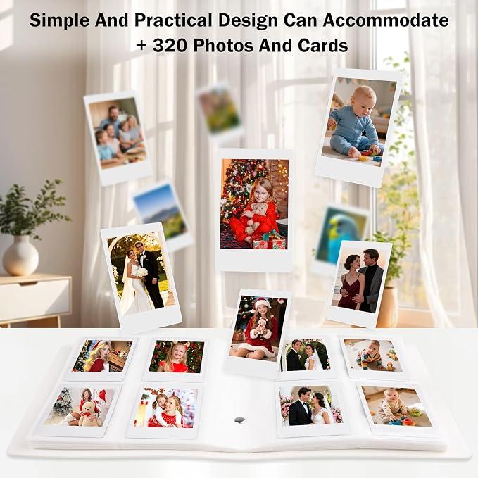 320 Pockets 2x3 Inch Photo Album for Polaroid & Instax Mini Pictures, White | PU Leather Cover, Gift Box Packaging, Acid-Free Pages, With Snap Closure, Securely Hold all Your Precious Instant Snapshots - Image 7