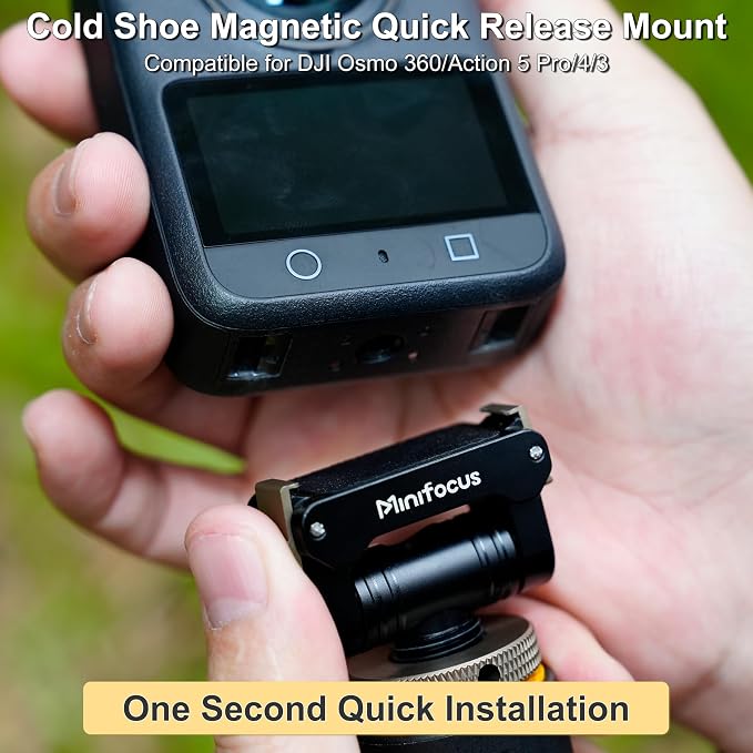 MINIFOCUS Cold Shoe Action Camera Magnetic Quick Release Mount Holder, 160 Tilt & 360° Rotation Adjustable, Universal Camera Adapter with 1/4" Screw Hole for Osmo 360 / Action 5 Pro / 4/3 - Image 2