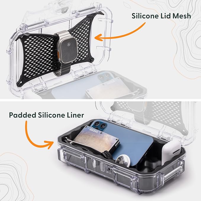 Evergreen 56 Clear Waterproof Dry Box Protective Case Colored Rubber Insert - Travel Safe/MilSpec/USA Made - Tackle Organization of Cameras, Phones, Camping, Fishing, Travel, Water Sports (Orange) - Image 5