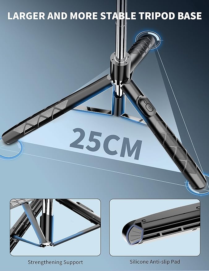 71" Phone Tripod & Selfie Stick, All in One Extendable Cell Phone Tripod with Wireless Remote, Tripods Stand for iPhone & Travel Selfie Stick 360° Rotation Compatible with iPhone Android, Camera - Image 3