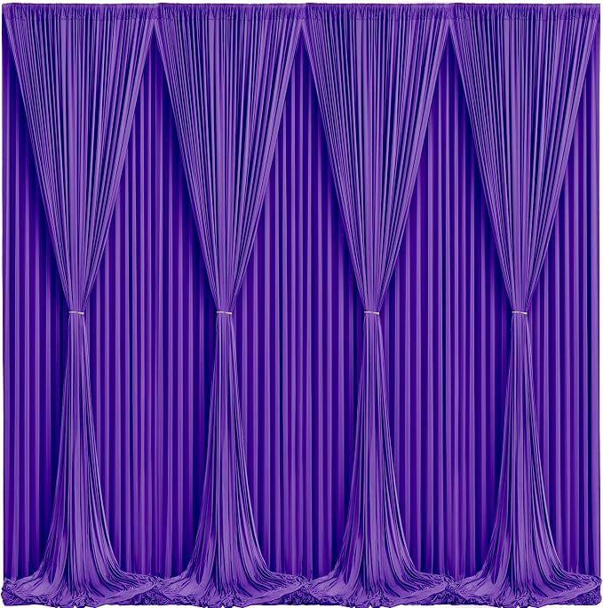 Purple Backdrop Curtains 10 Panels-Wrinkle-Free Purple Curtains Polyester Photography Drapes for Baby Shower Birthday Party Photo Background Backdrop Stand- 40 X10FT by WishCare