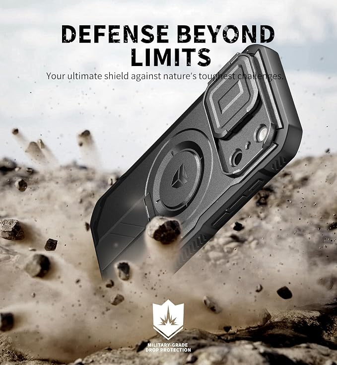 Dexnor for iPhone 17 Pro Case, [Built-in Flip Camera Cover & Camera Control Cover & Kickstand], Compatible with MagSafe, Heavy-Duty Rugged Shockproof Magnetic Phone Cover, 6.3 inch Black - Image 6